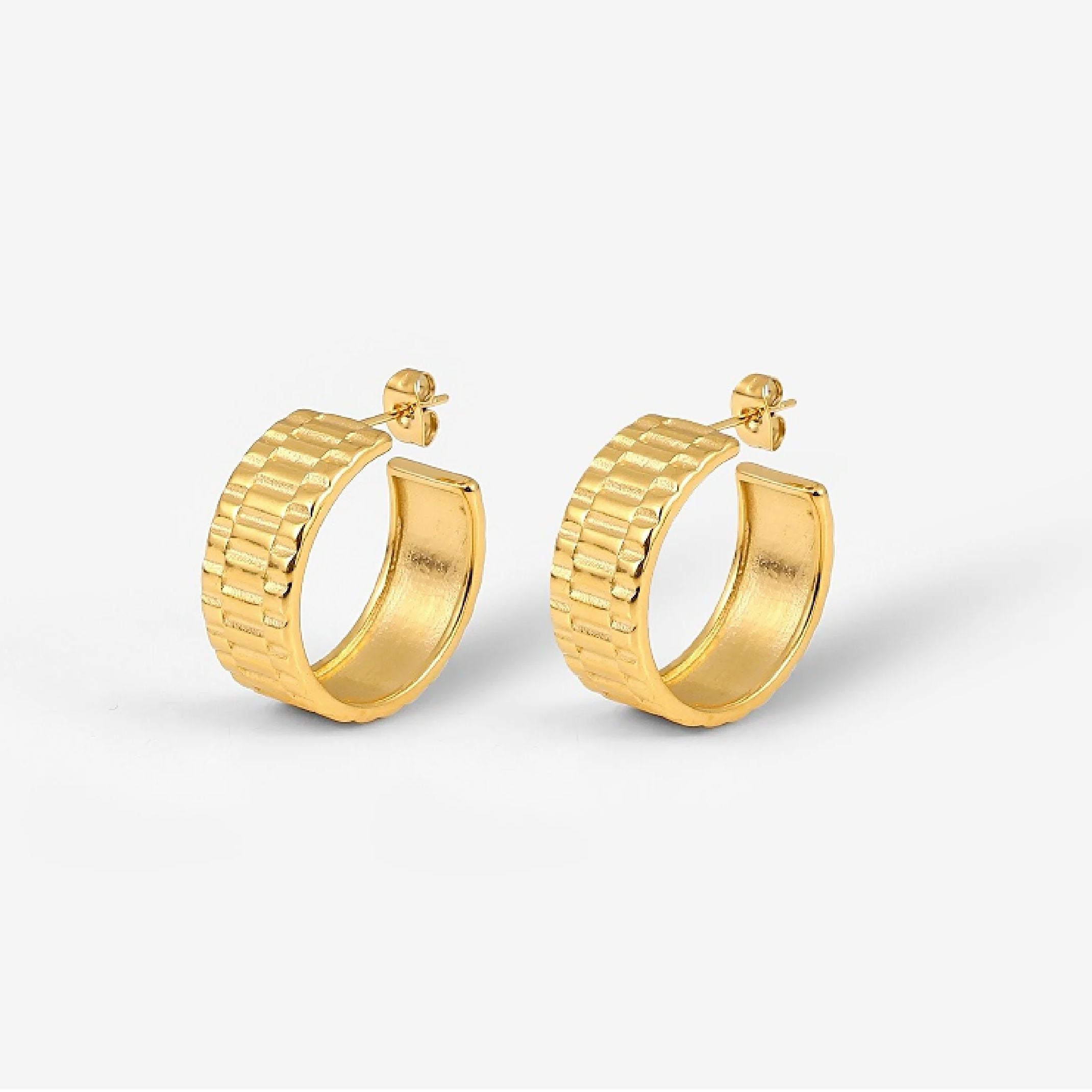 Gold watch strap earrings 