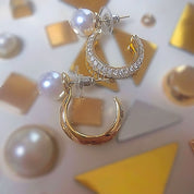 Pearl & Diamond Hoop Earrings