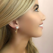 Pearl & Diamond Hoop Earrings