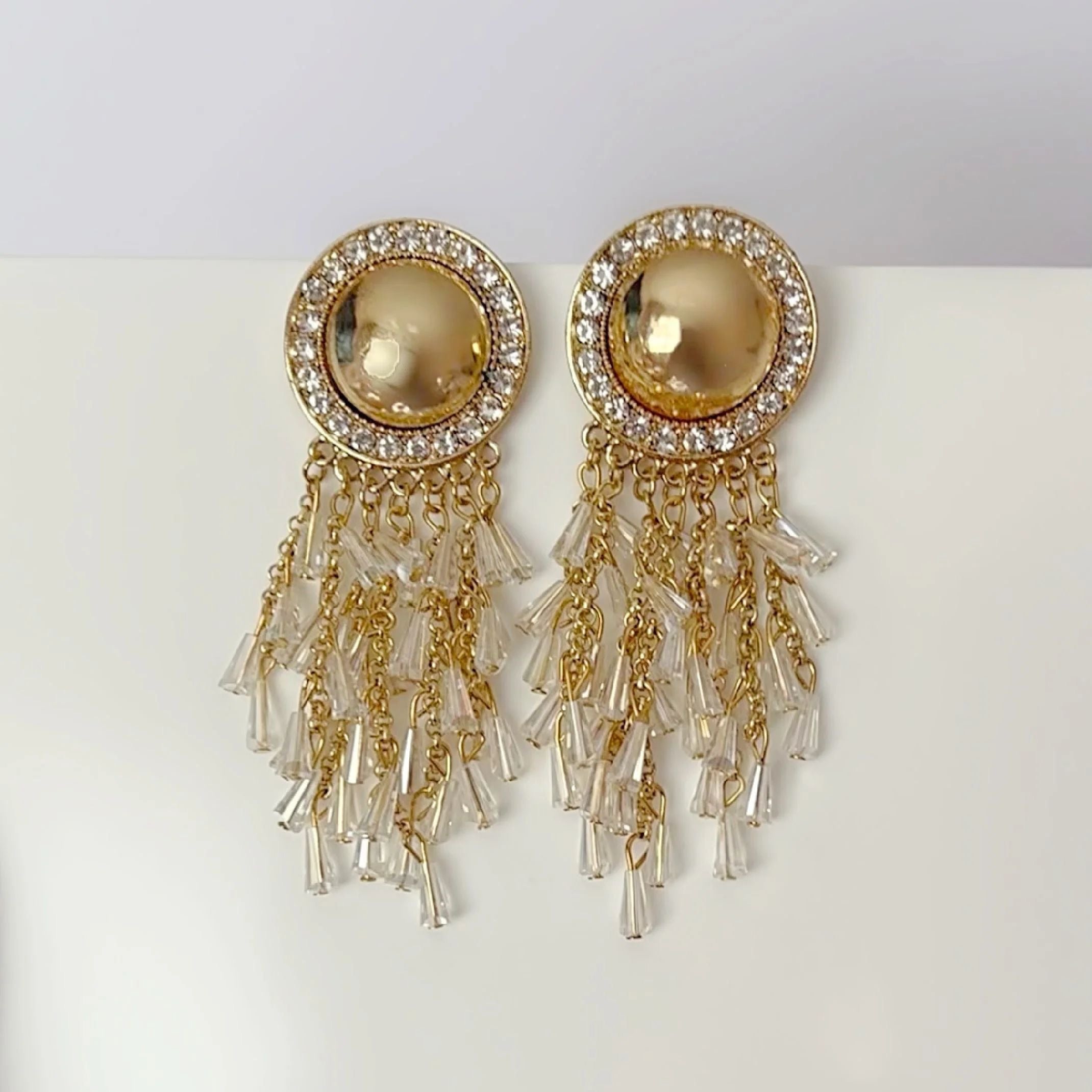 Diamanté dangle earrings