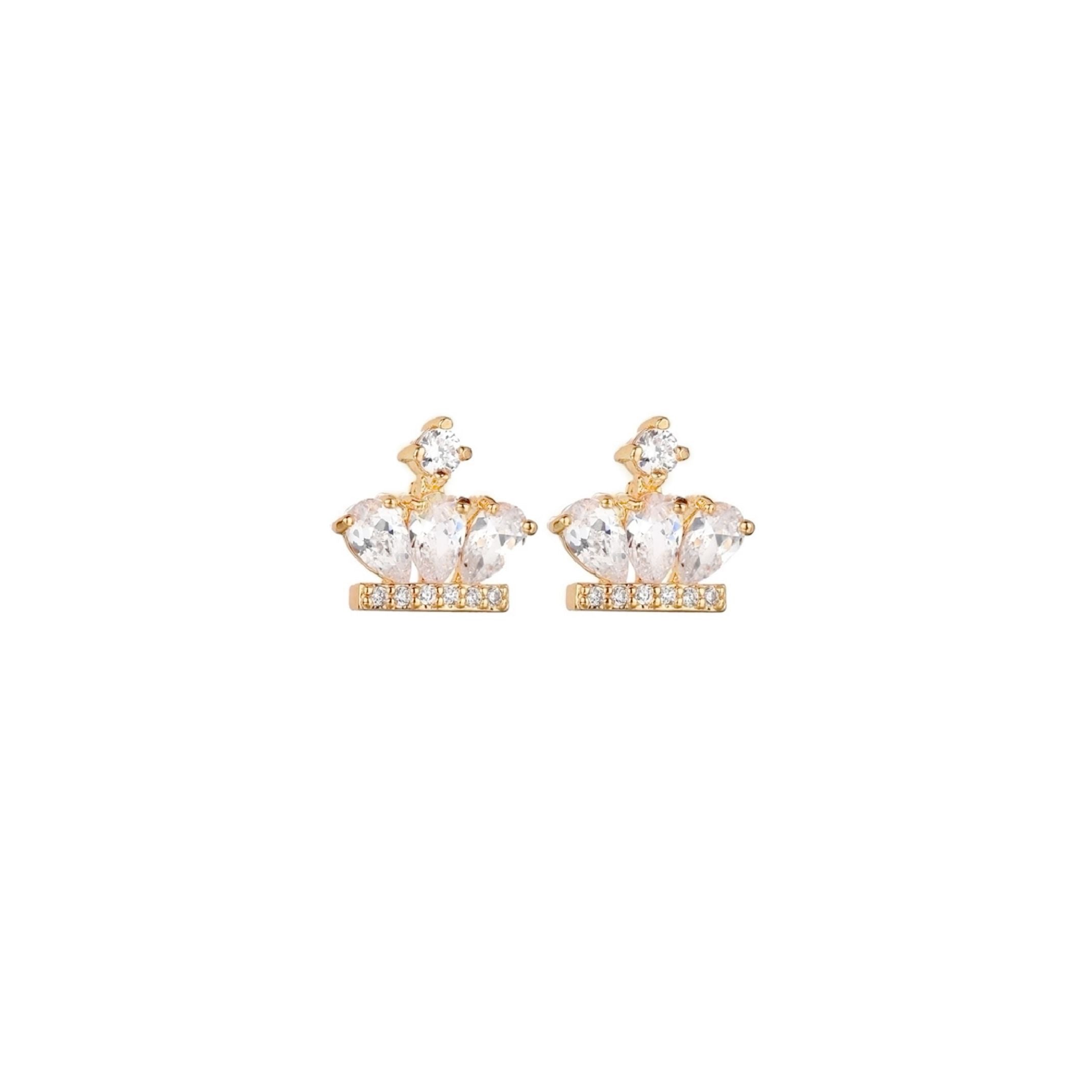 Diamond Crown Stud Earrings