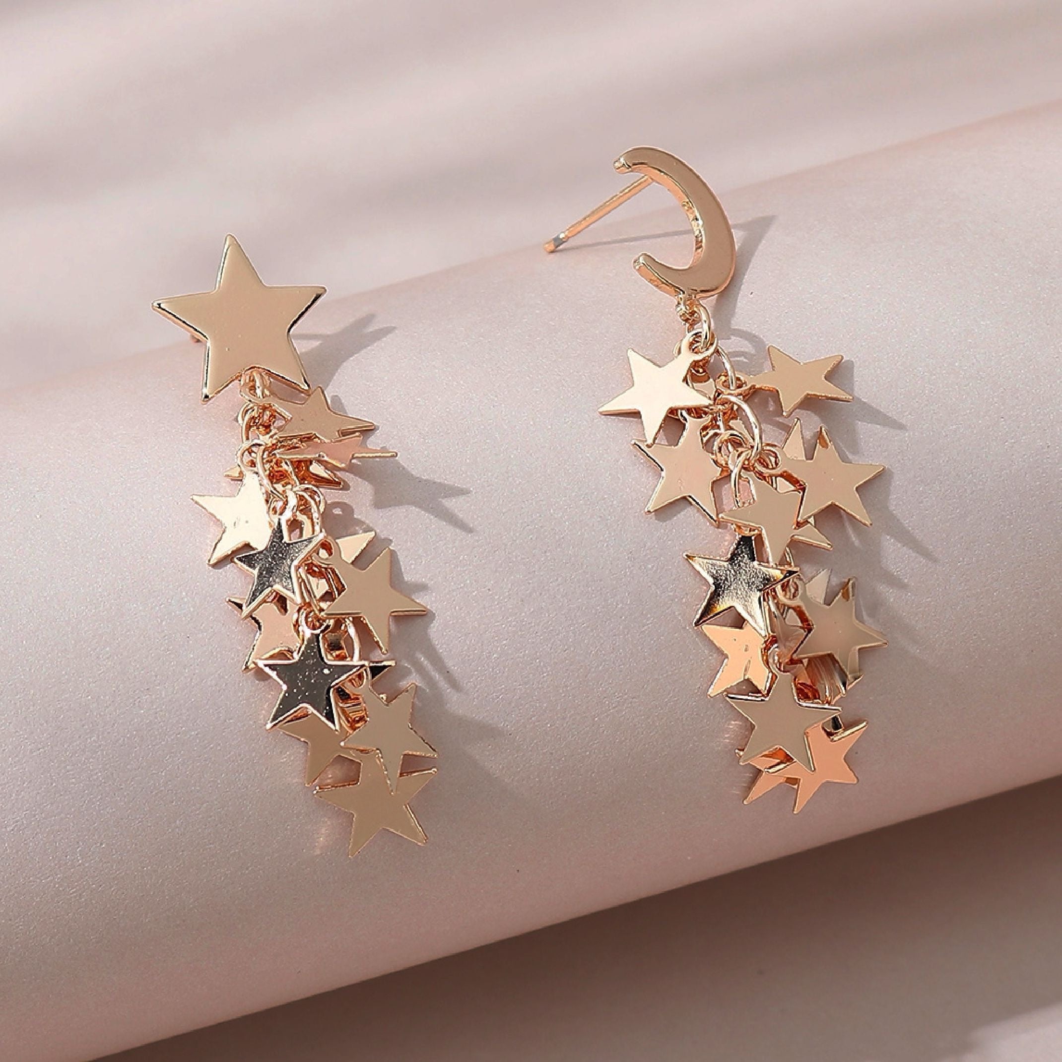 Rose gold moon and star earrings