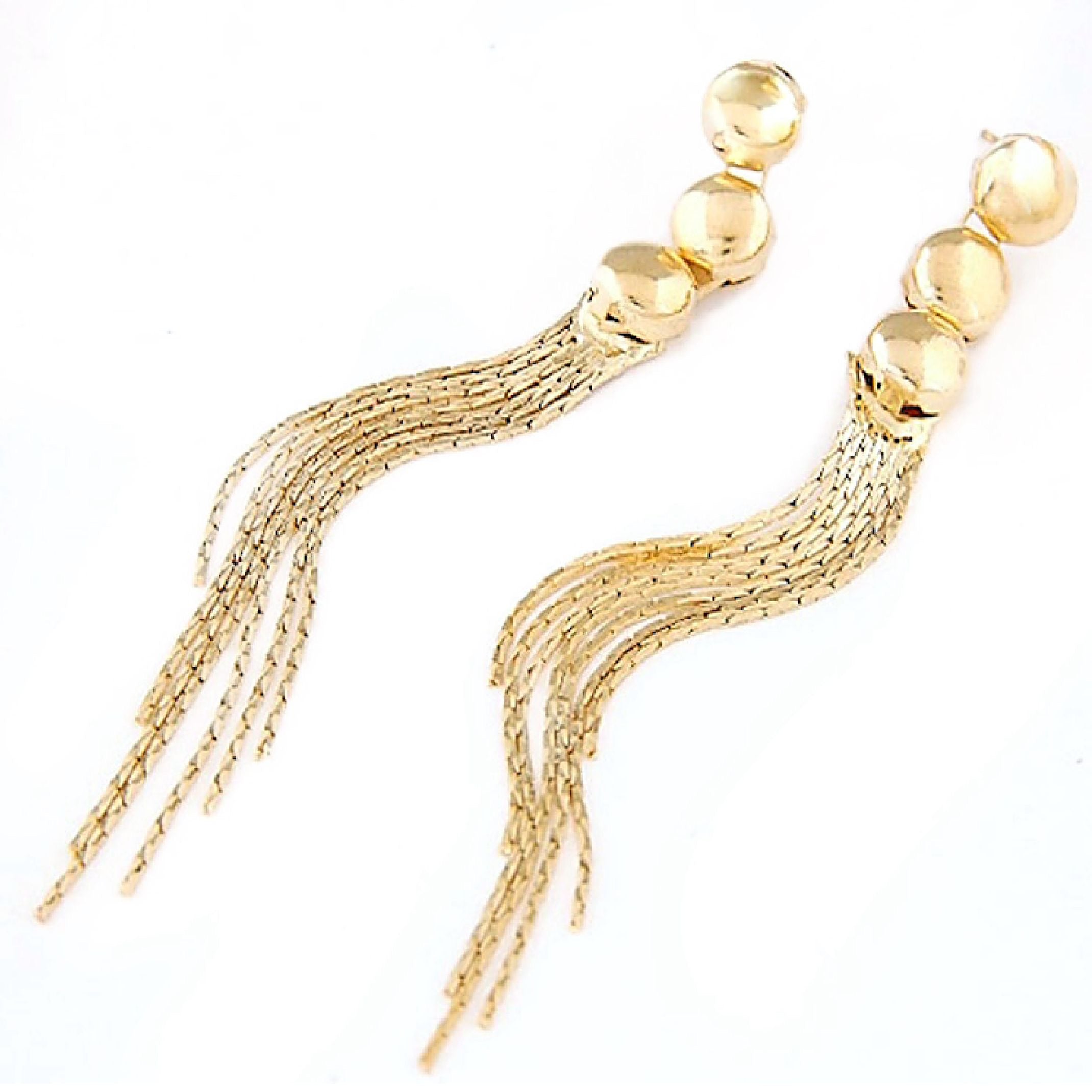 Gold disc fringe earrings 
