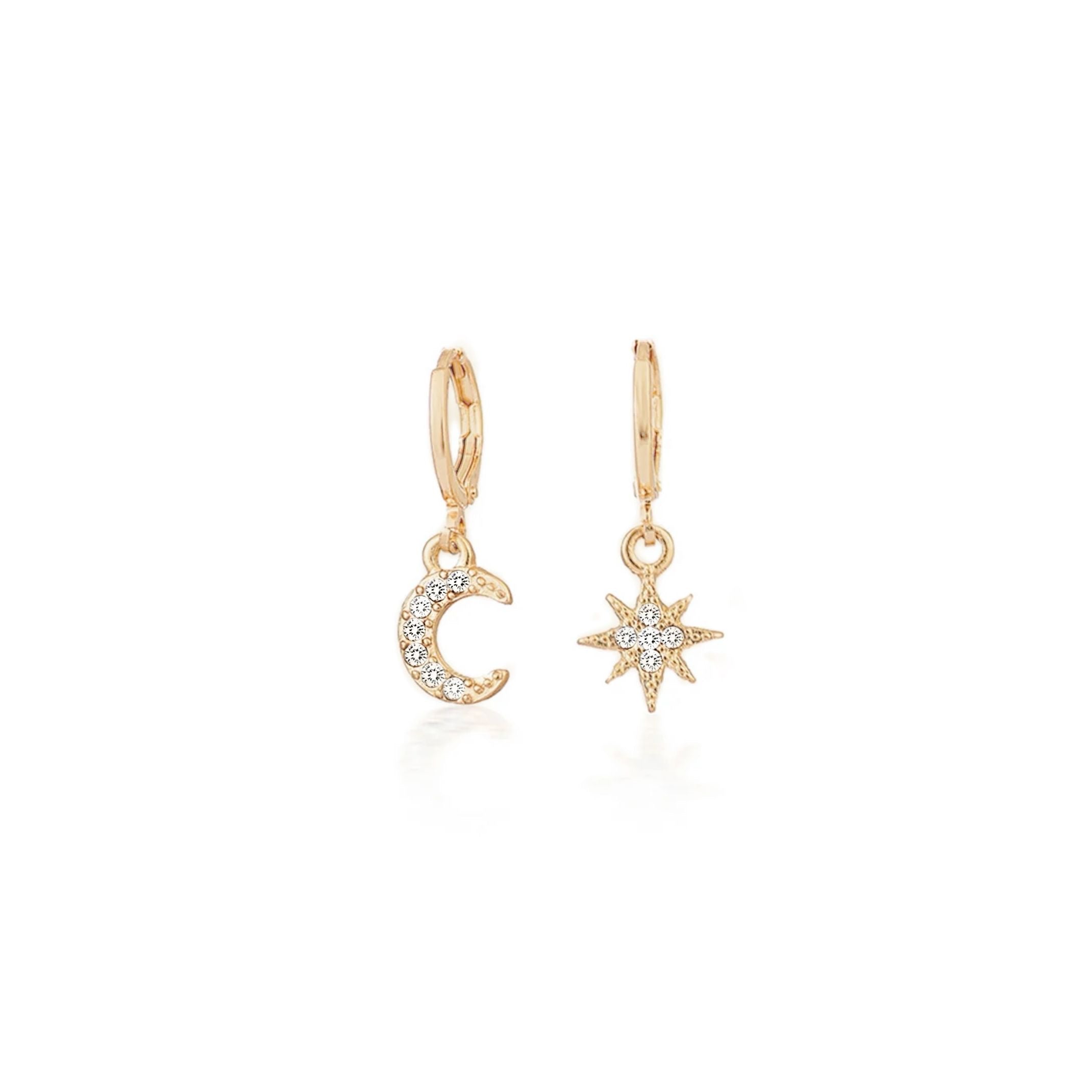 Moon and star huggie earrings 