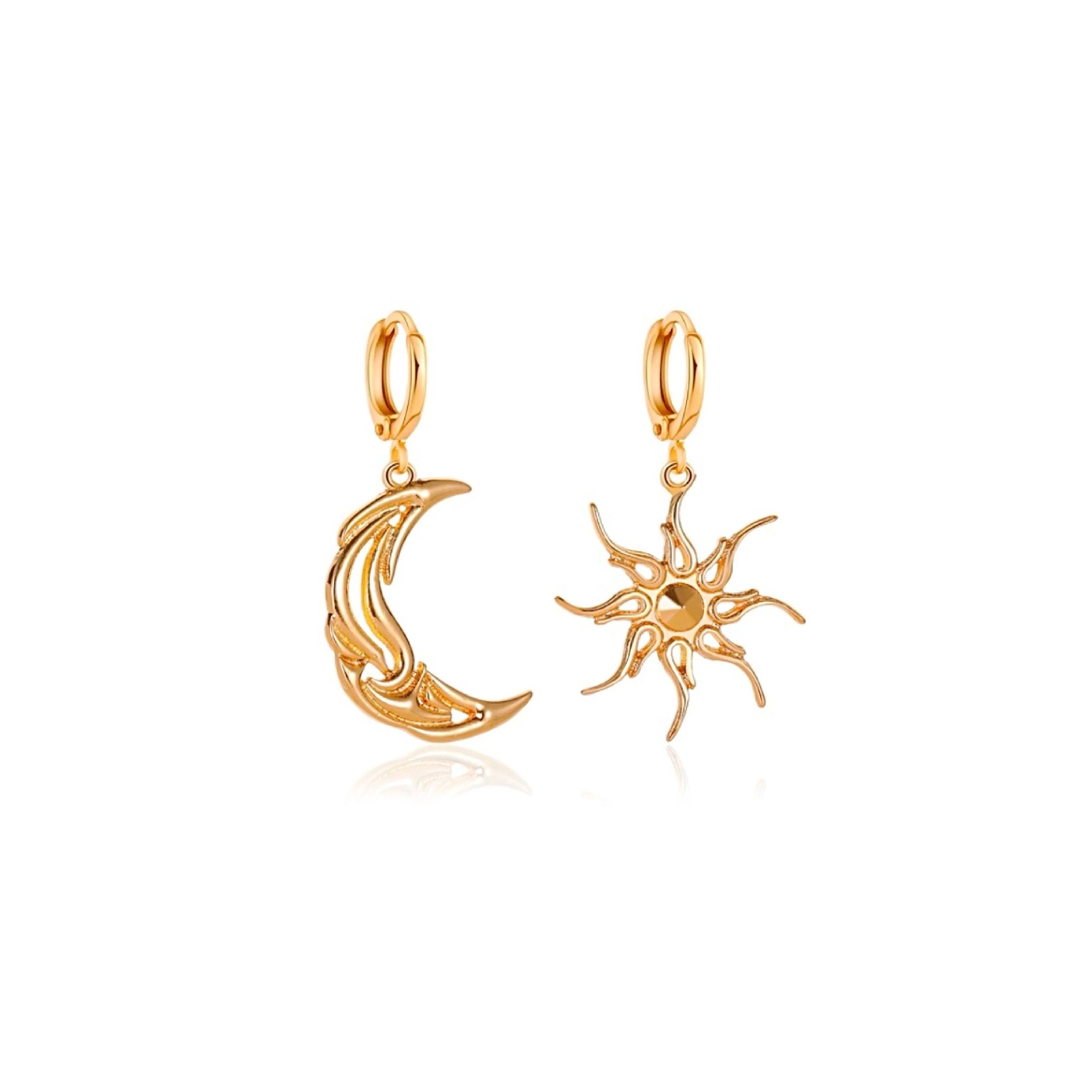 Gold moon and star earrings 