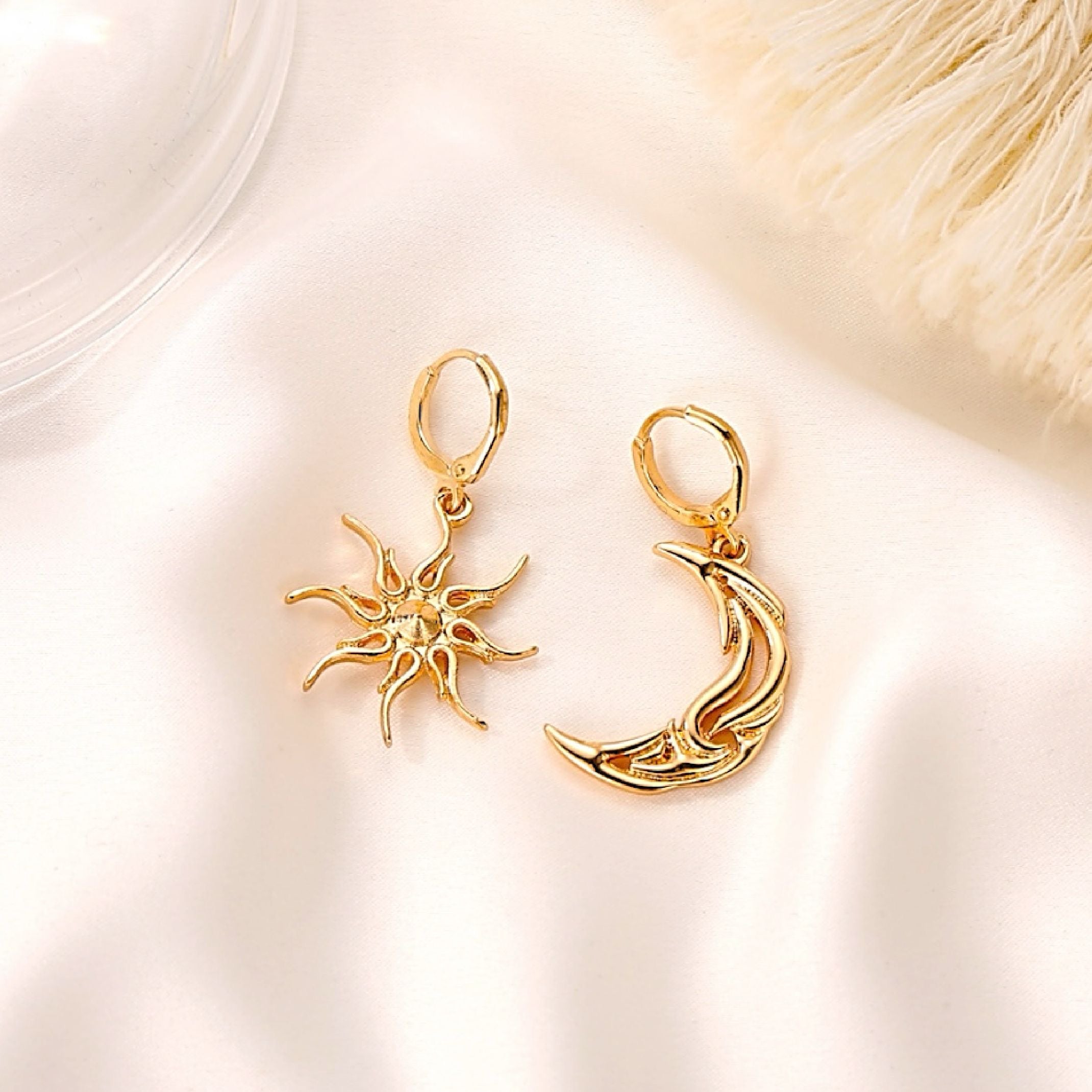 Gold moon and star earrings 