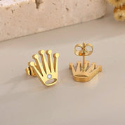 Gold crown stud earrings