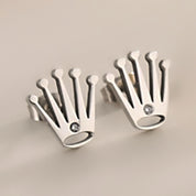 Silver crown stud earrings