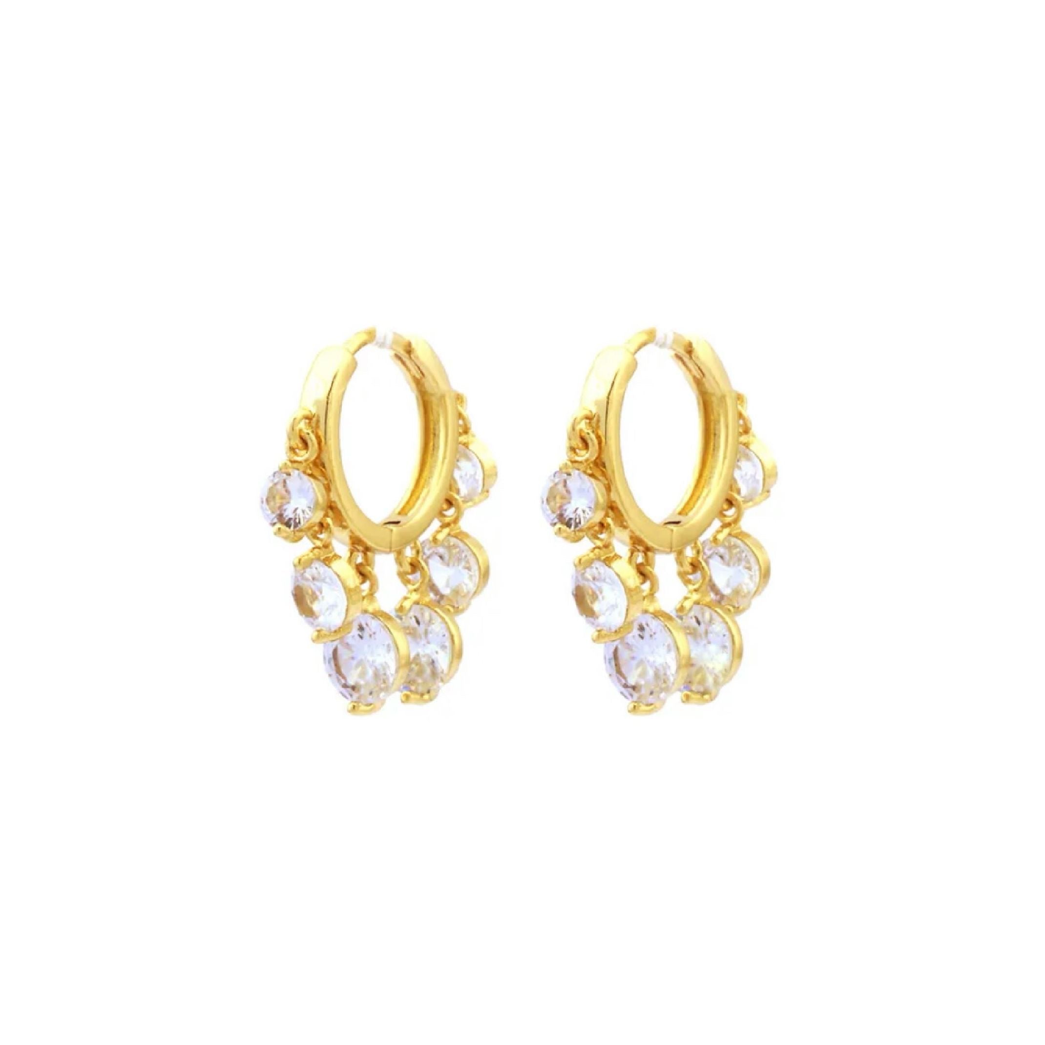 Diamond dangle huggie earrings 