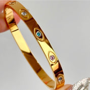 Gold evil eye bangle