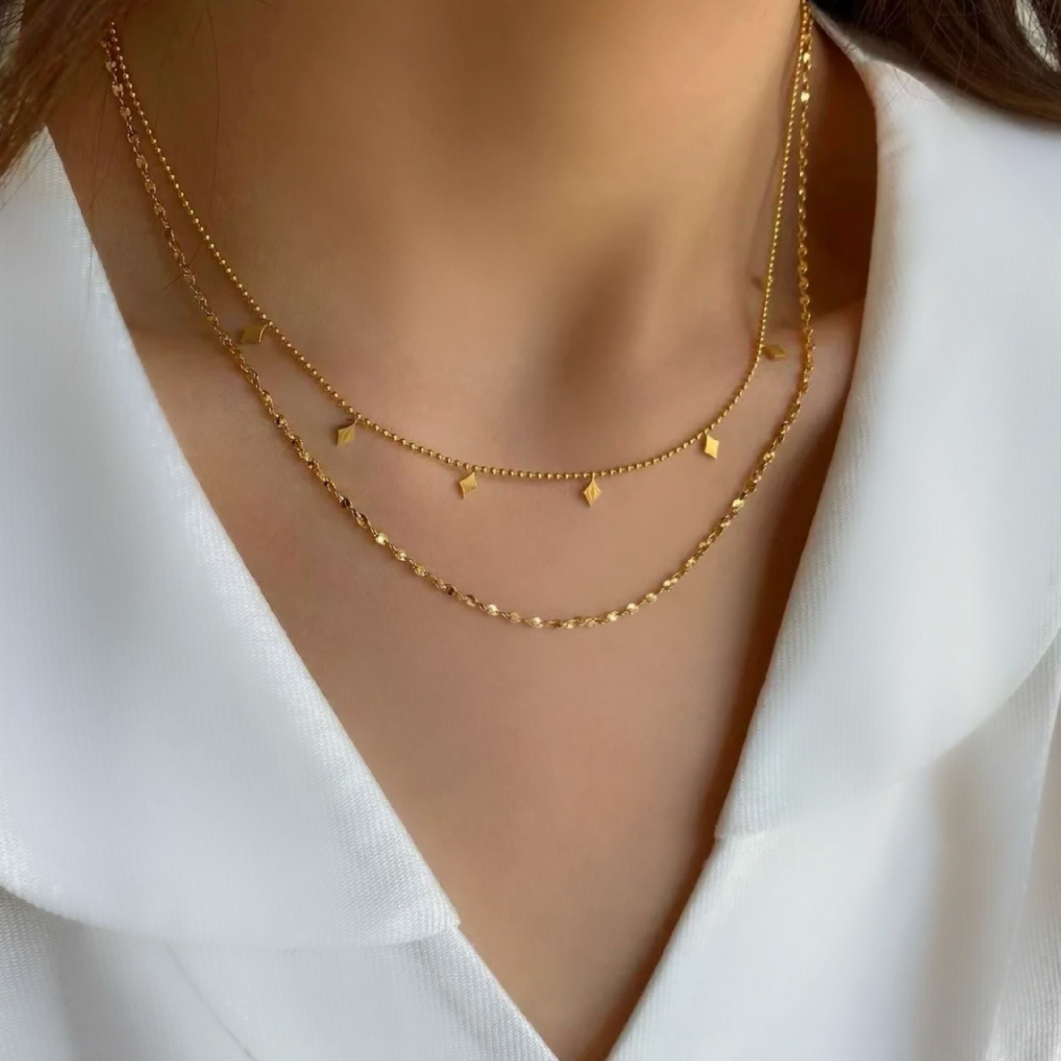 18k gold layered necklace