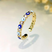 Evil eye adjustable ring