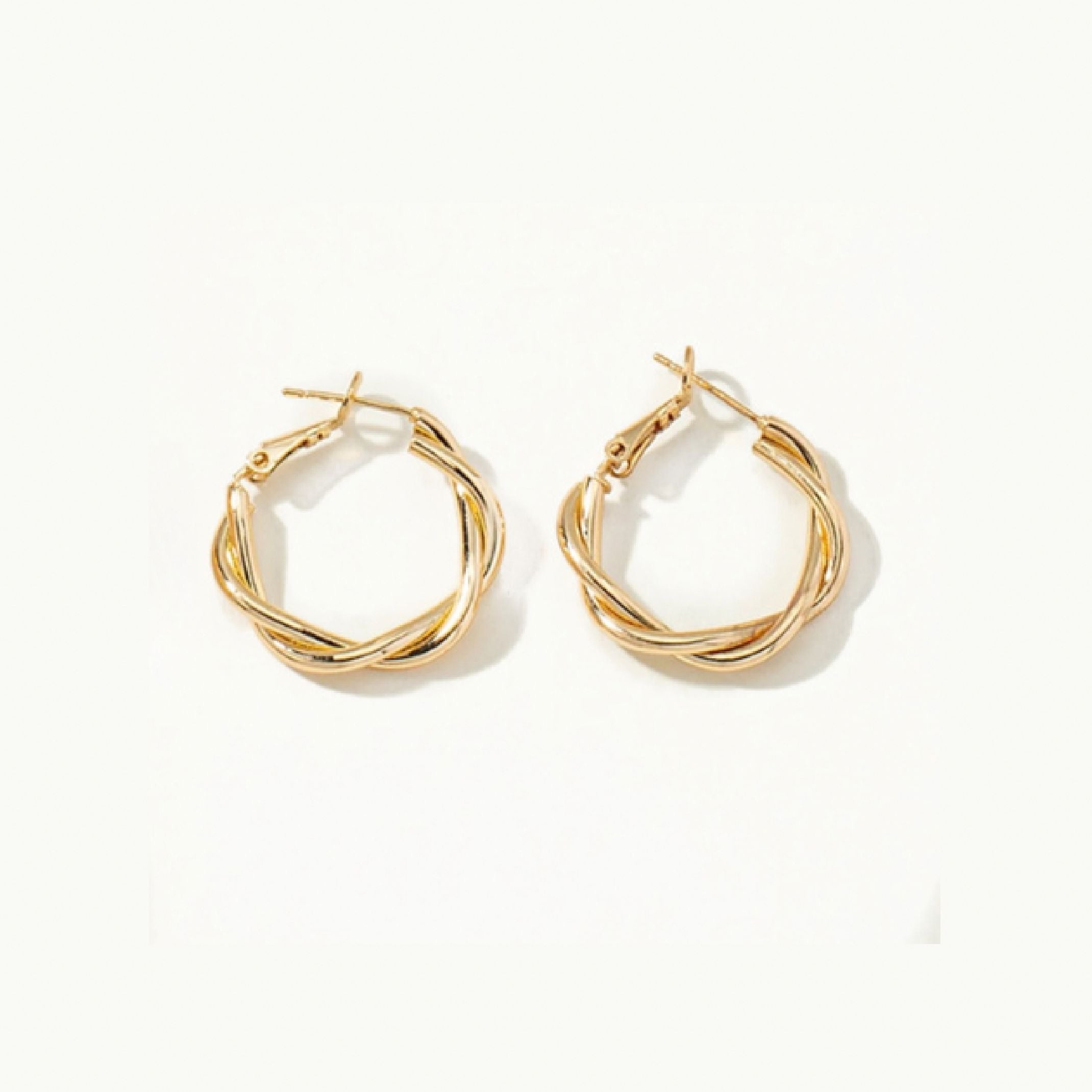Gold twirl hoop earrings 