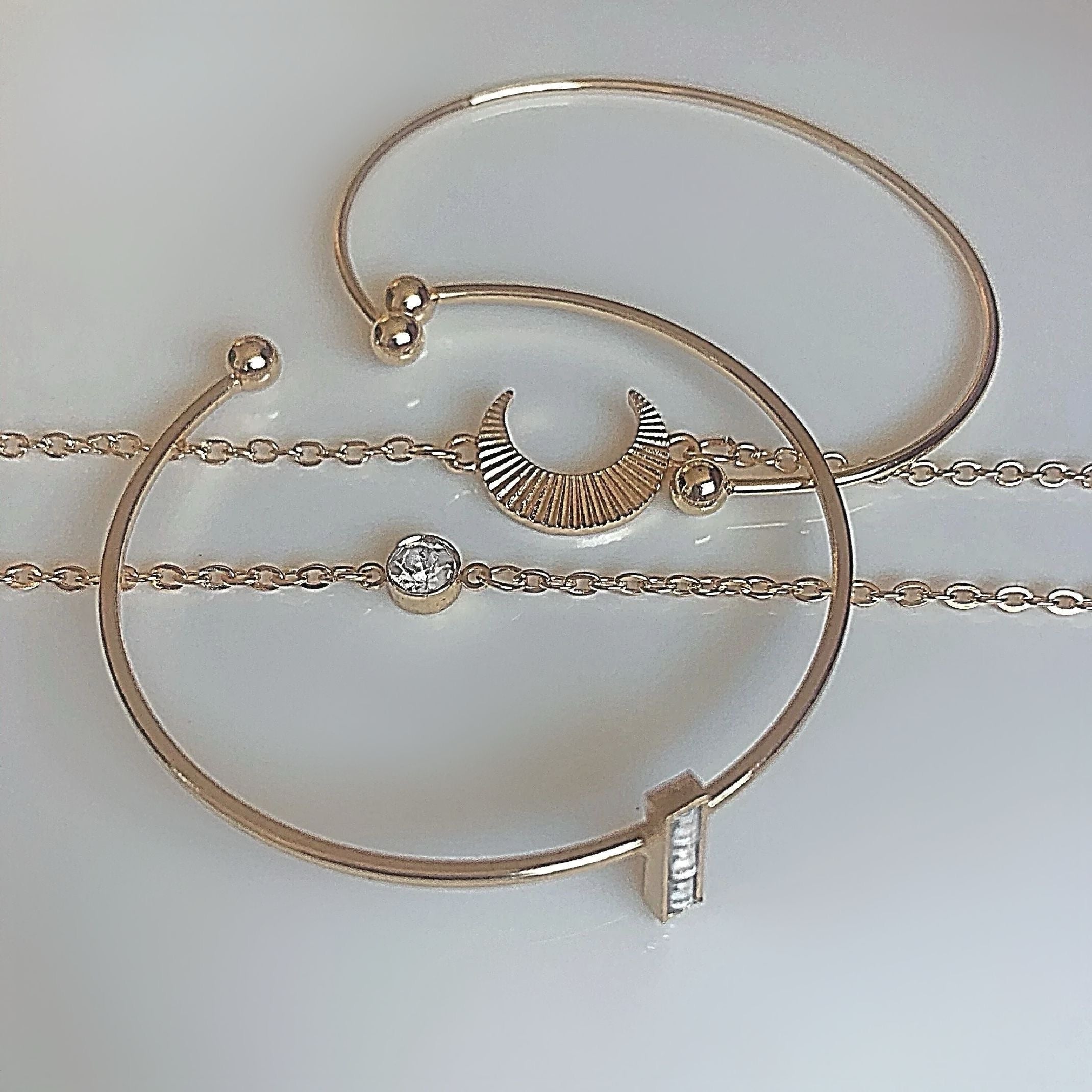 Crescent moon bracelet set 