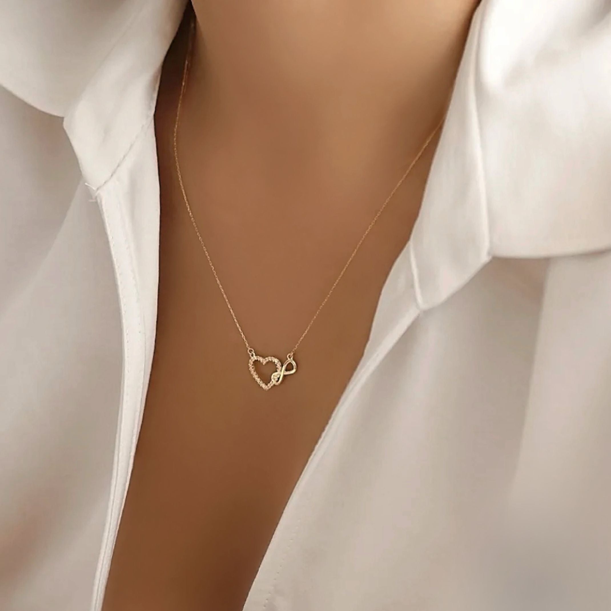 Gold infinity heart necklace 
