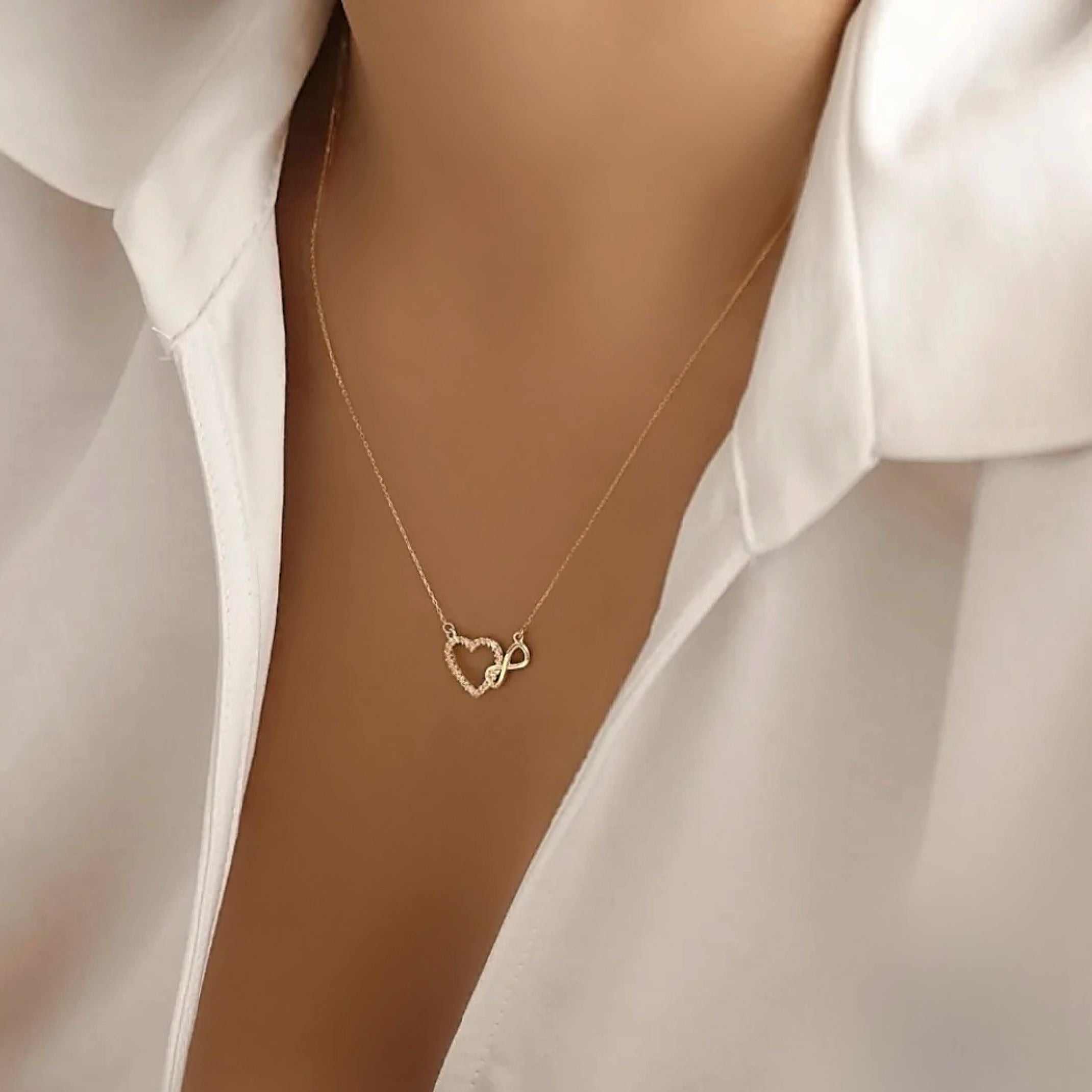 Gold infinity heart necklace
