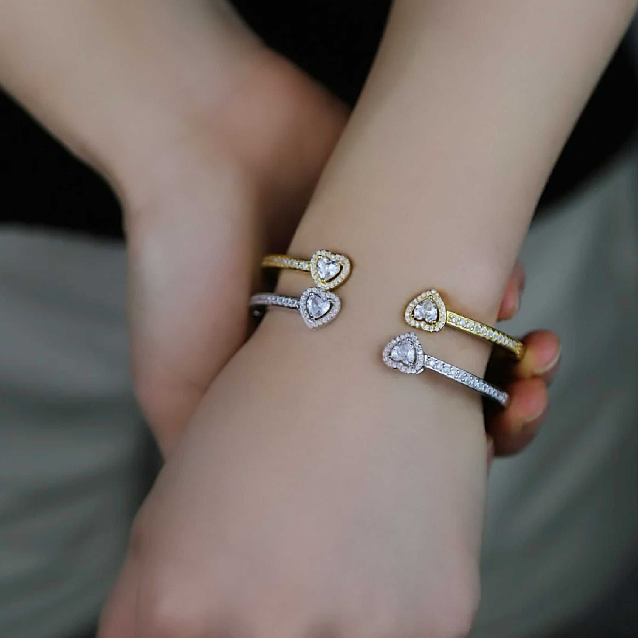 Gold heart bangle