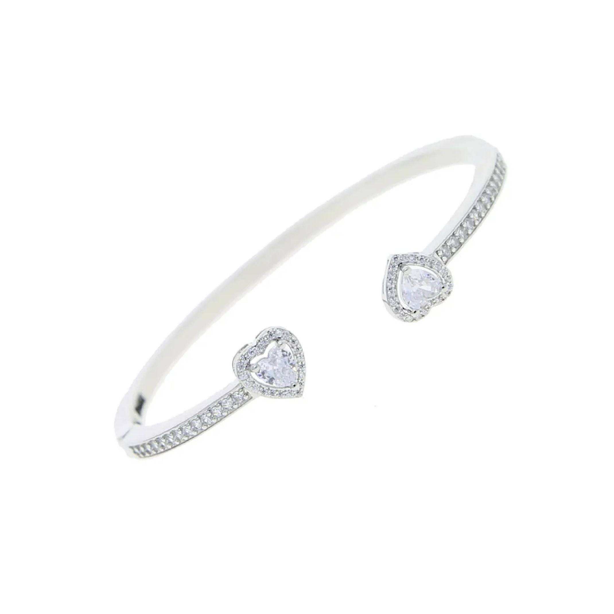 Silver heart bangle
