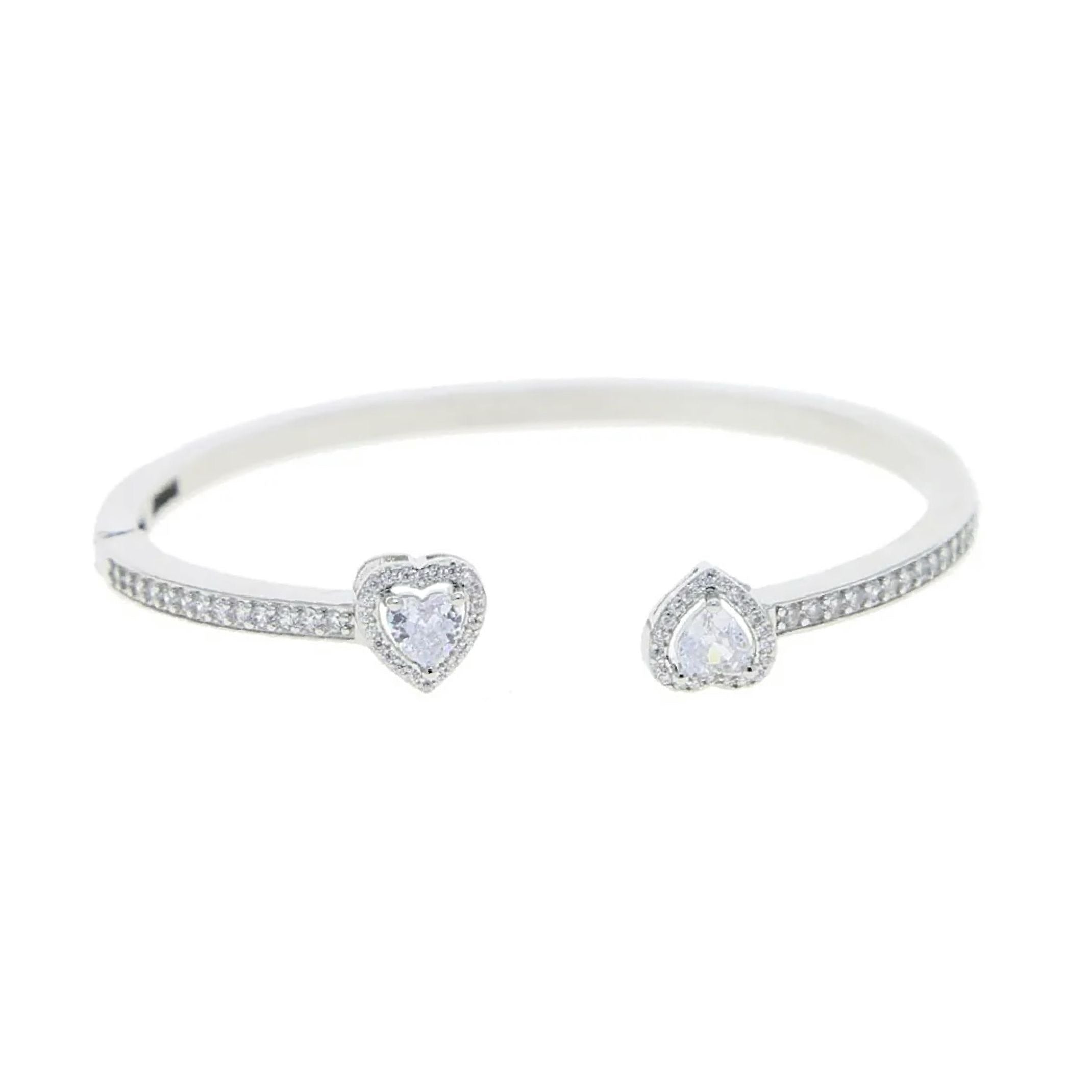 Silver heart bangle