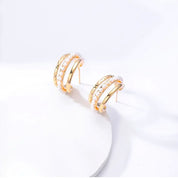 Pearl gold hoop earrings 