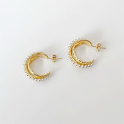 Pearl gold hoop earrings