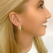 Pearl gold hoop earrings