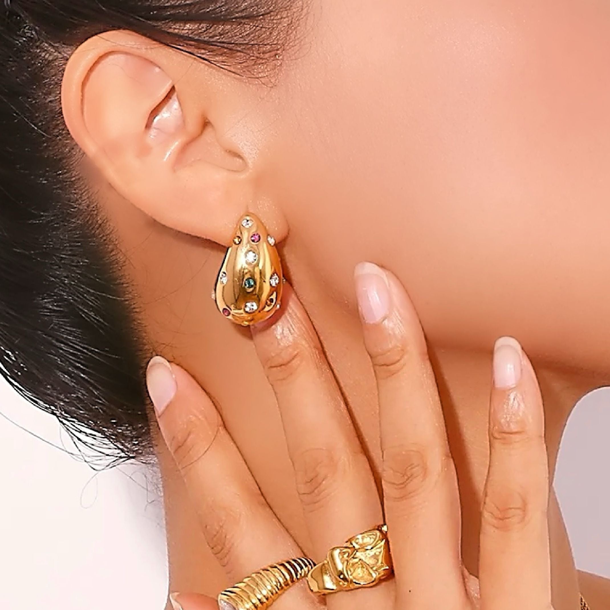 Gold dome hoop earrings 