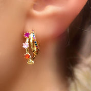 Colourful Jewel Hoop Earrings 