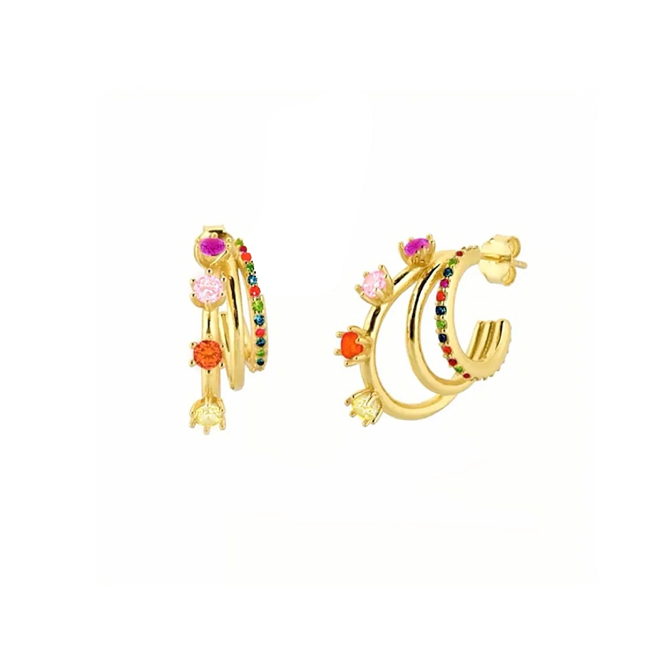 Multi Colour Jewel Hoop Earrings