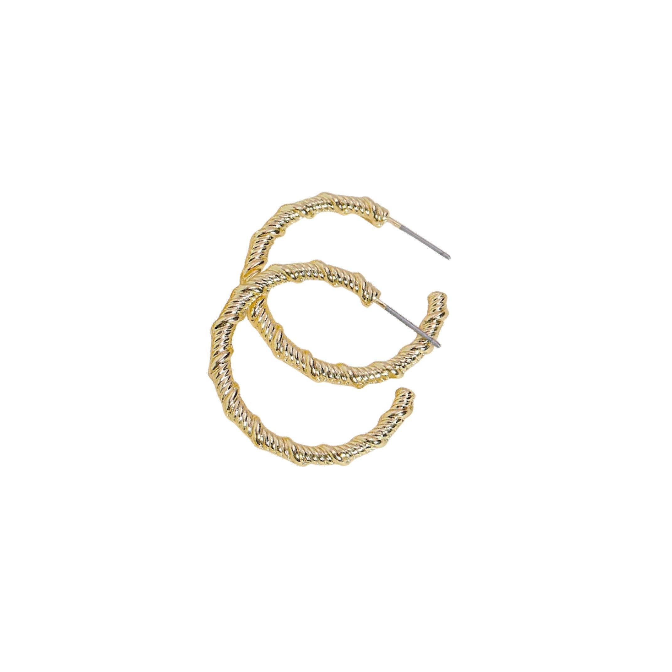 Gold twist hoop earrings 