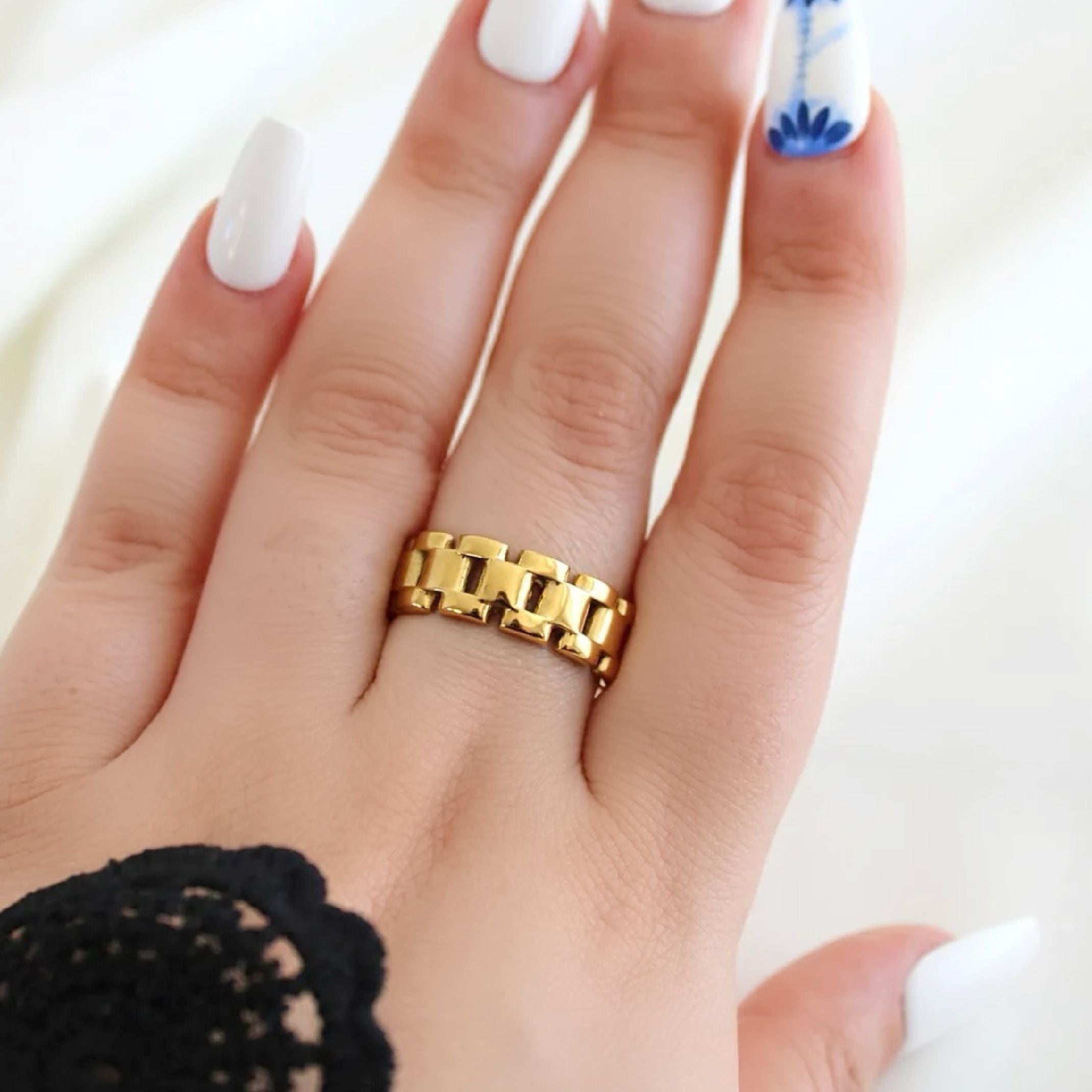 Gold watch strap ring