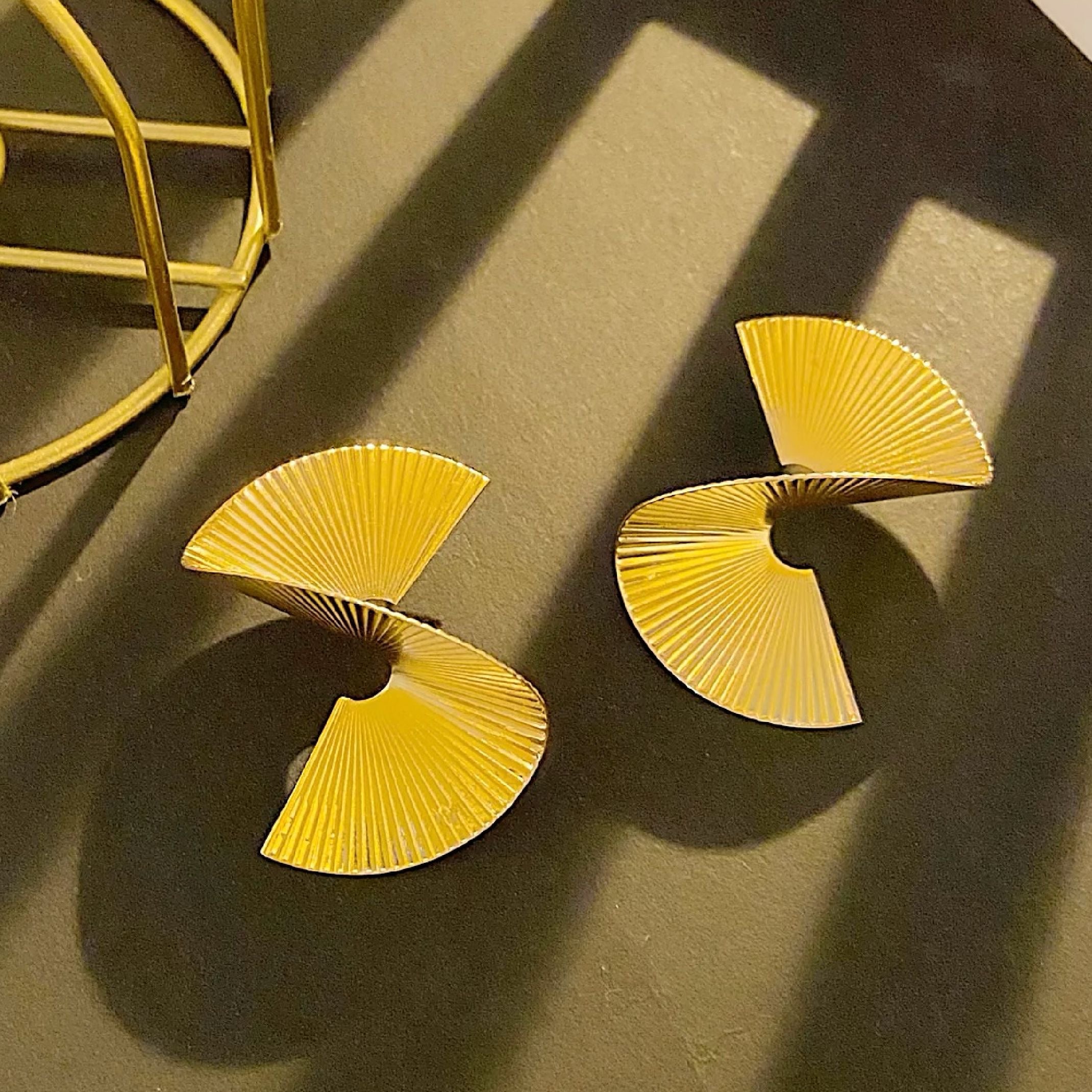 Gold ridged earrings