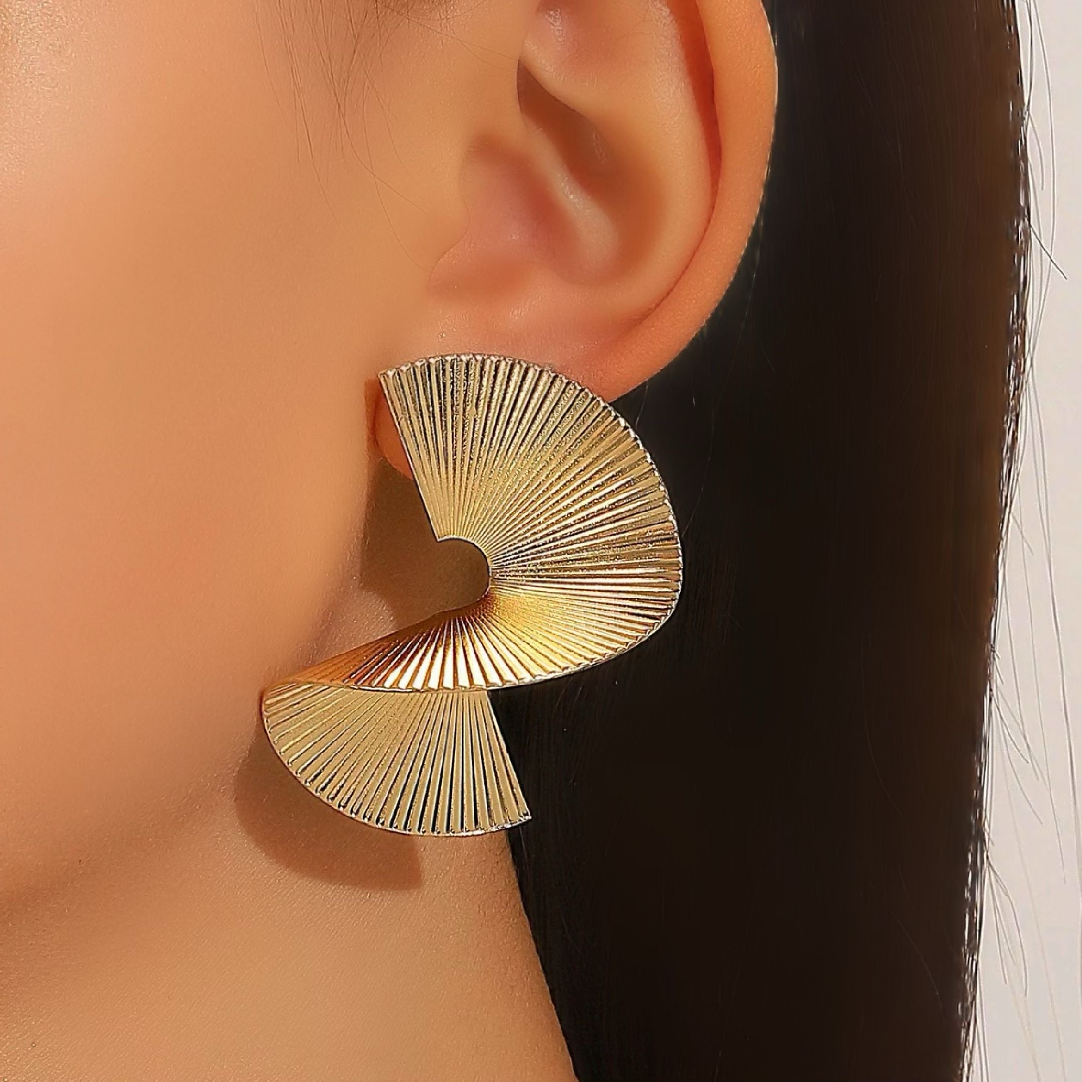 Gold ridged earrings