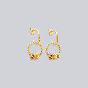 18K Gold Triple Ring Earrings