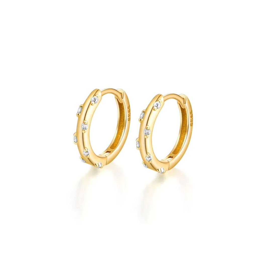 Diamond huggie earrings gold