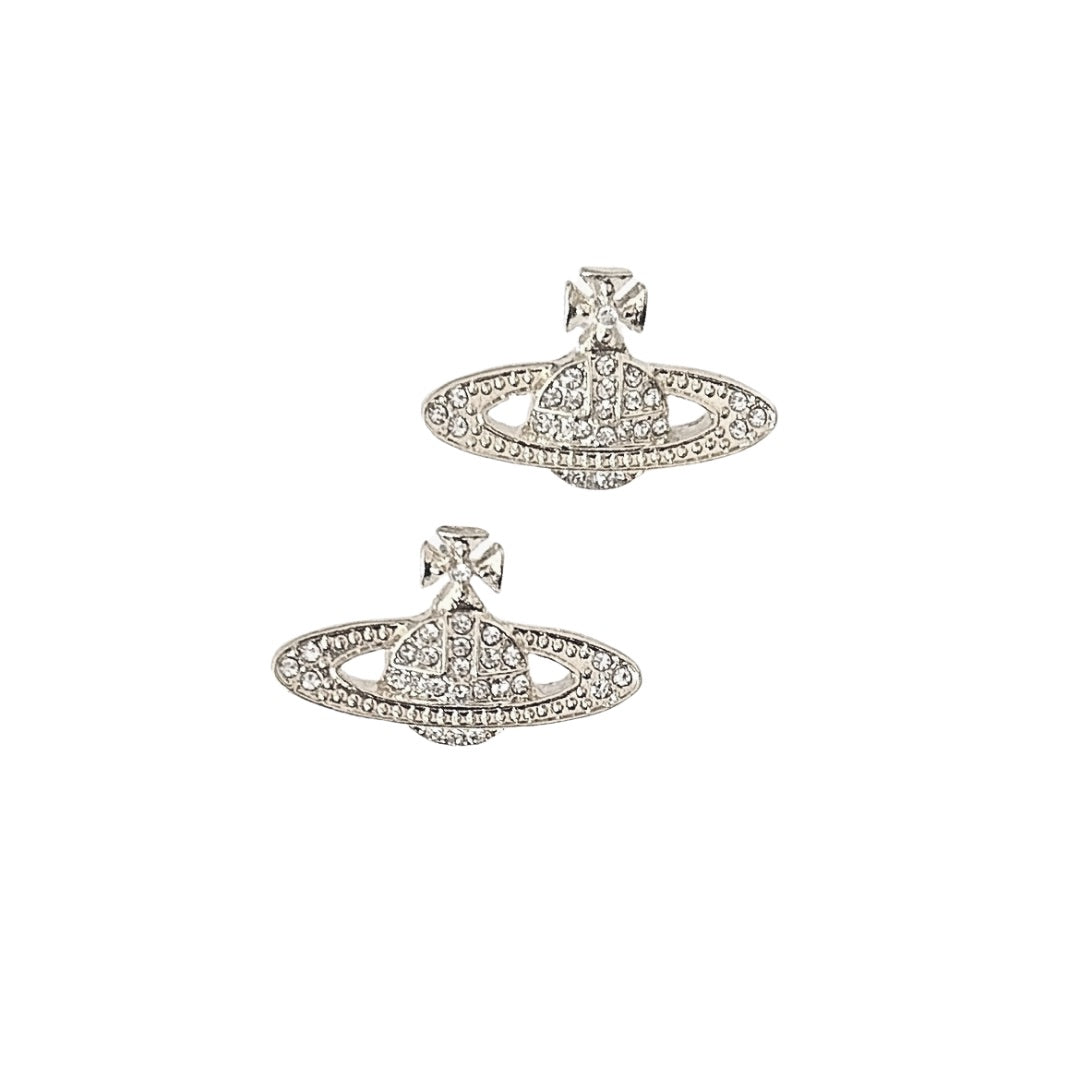 Silver orb stud earrings