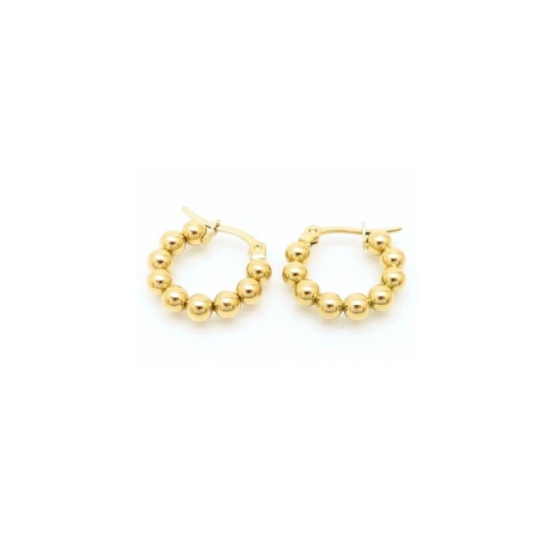 Gold bead hoop earrings