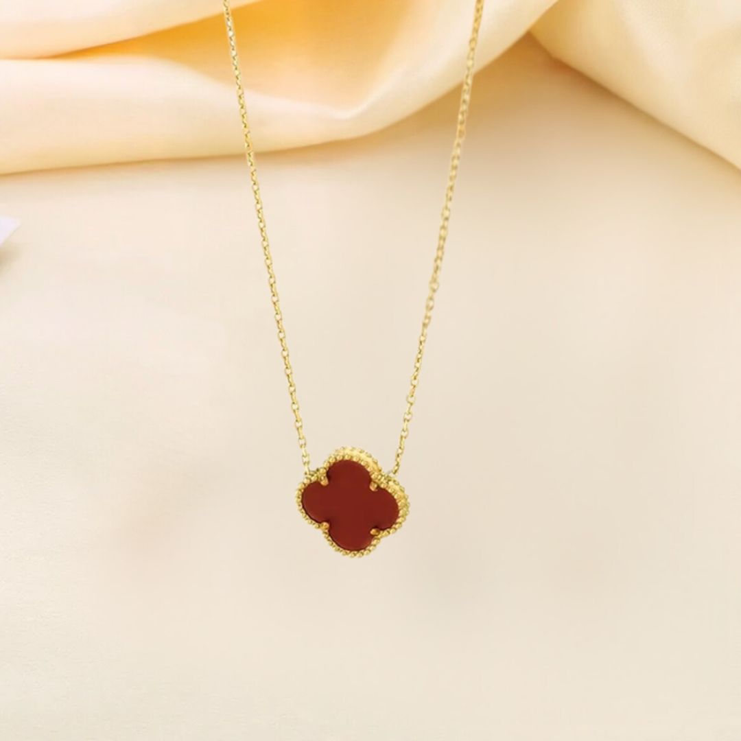 Burgundy clover necklace