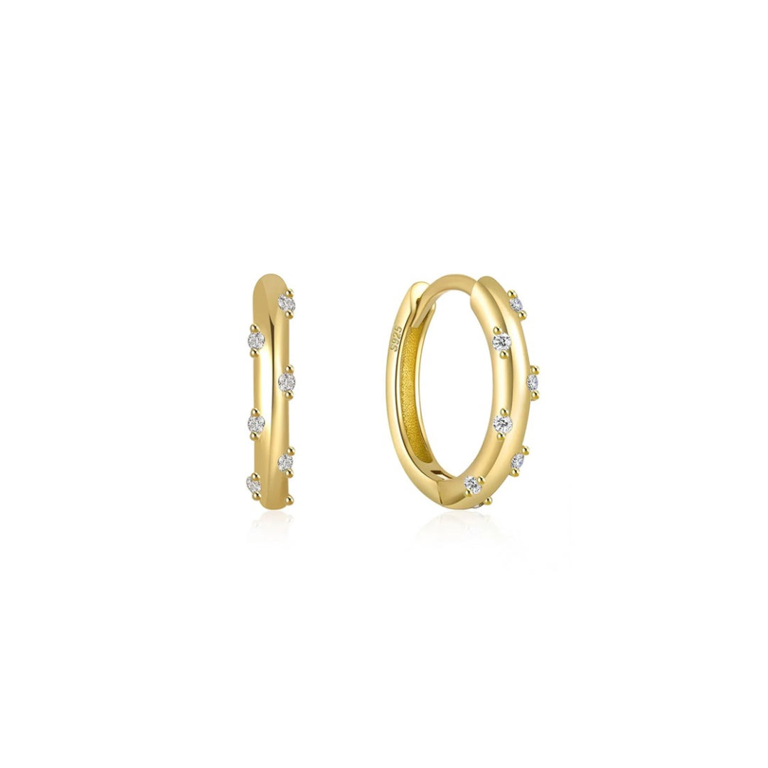 Diamond huggie earrings gold