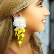 Large Flower Earrings Yellow
