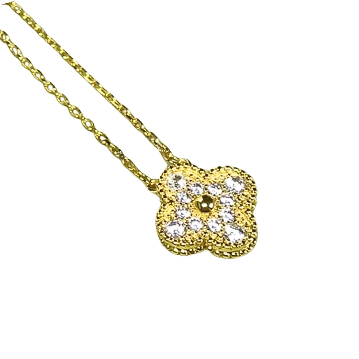 Pink clover necklace