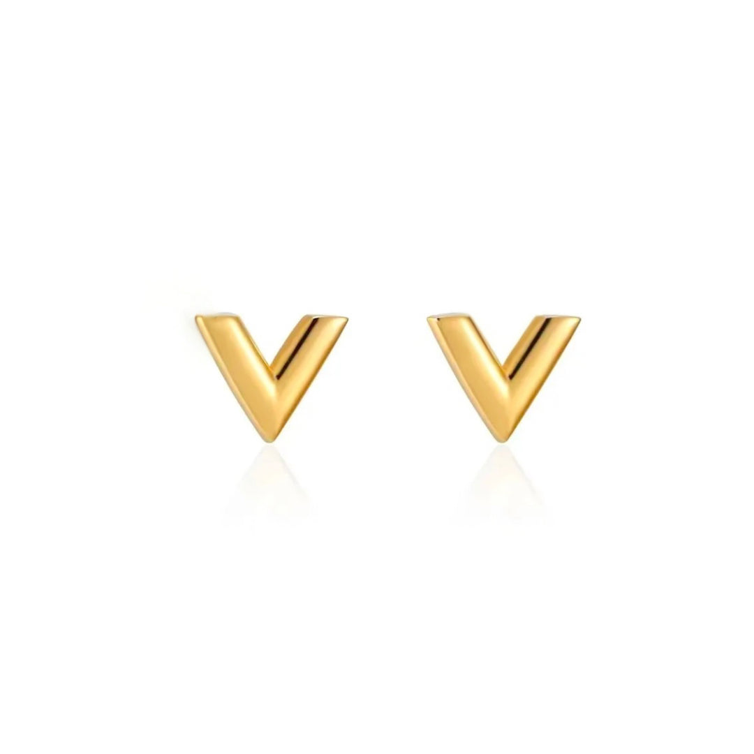 Gold v stud earrings