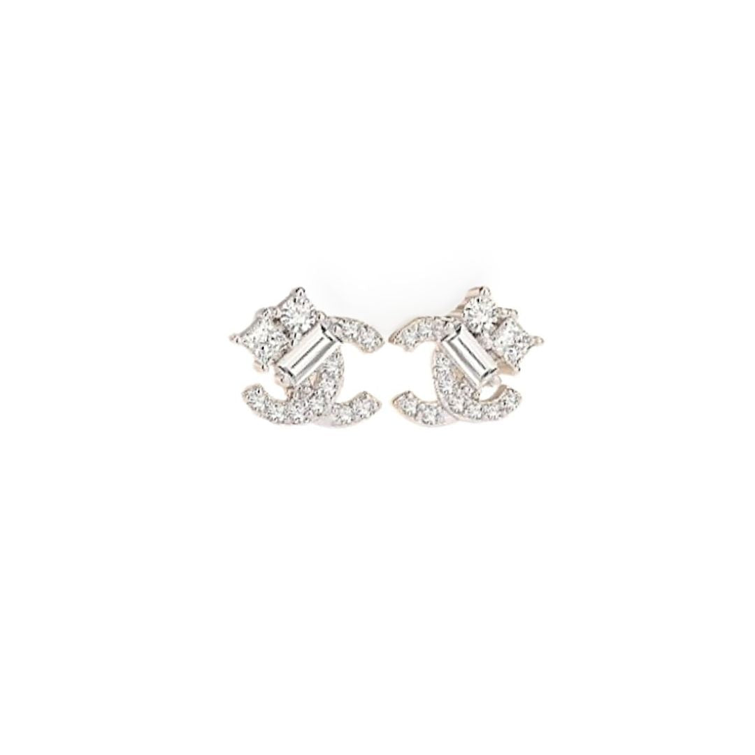 Diamond c stud earrings