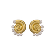 Gold shell pearl earrings