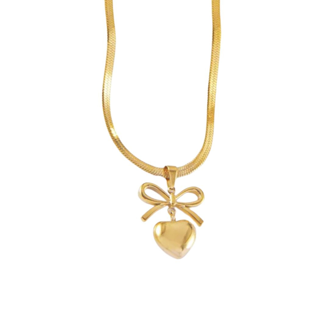 Bow heart necklace