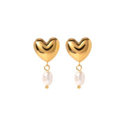 Heart pearl earrings