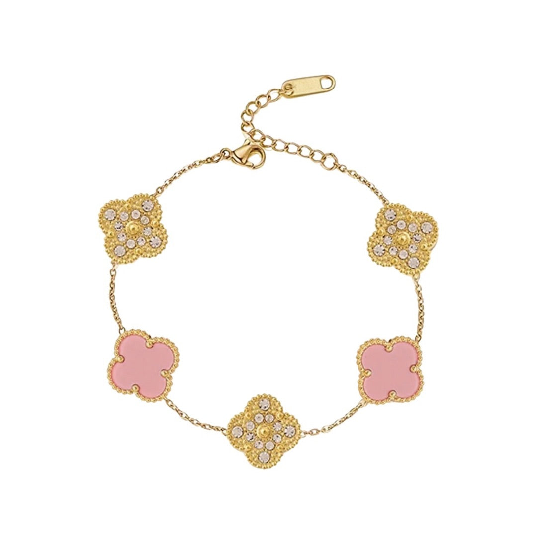 Pink clover bracelet