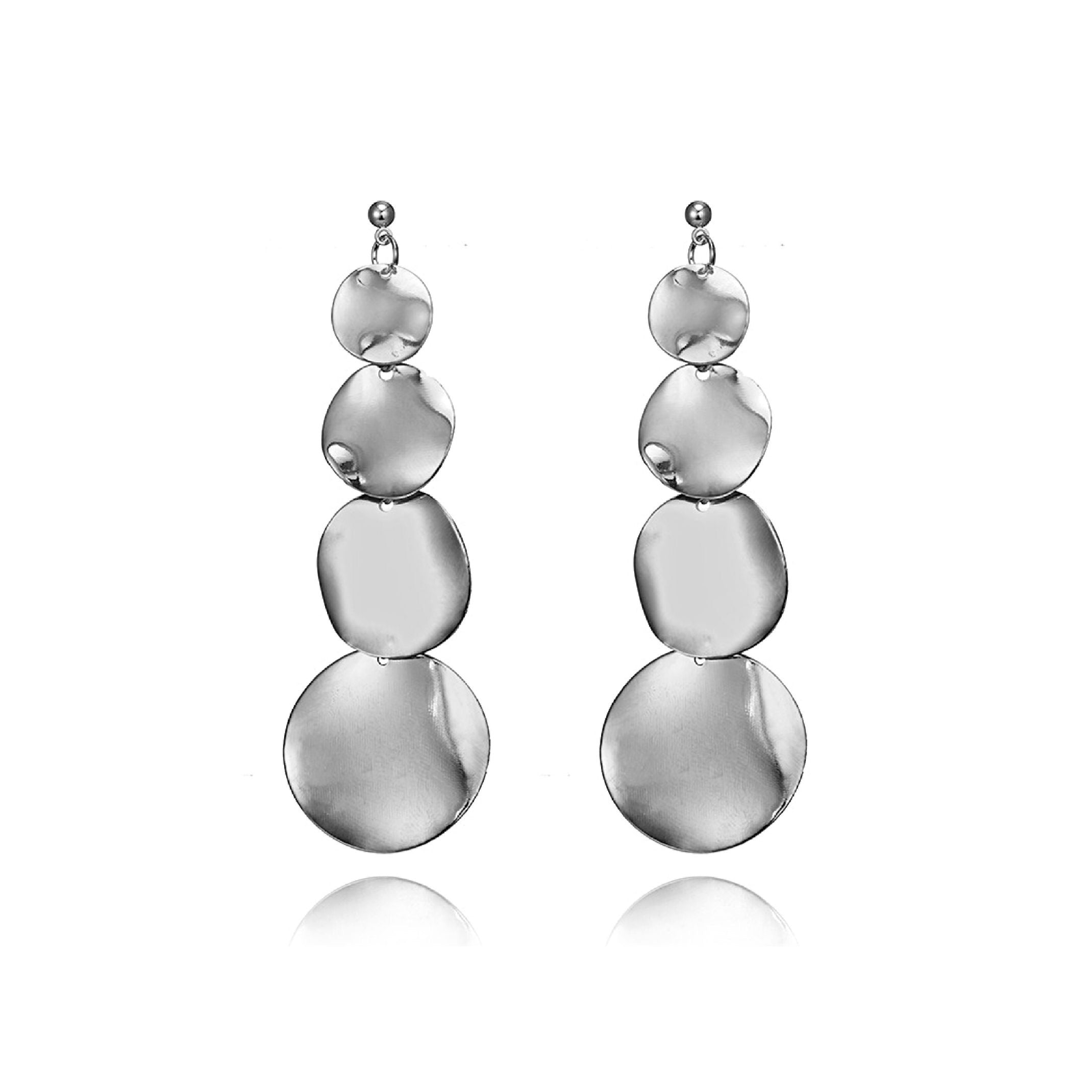 Silver disc dangle earrings 