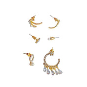 Pearl and rhinestone earring stack