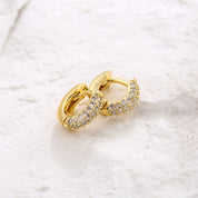18K Gold Crystal Huggie Earrings
